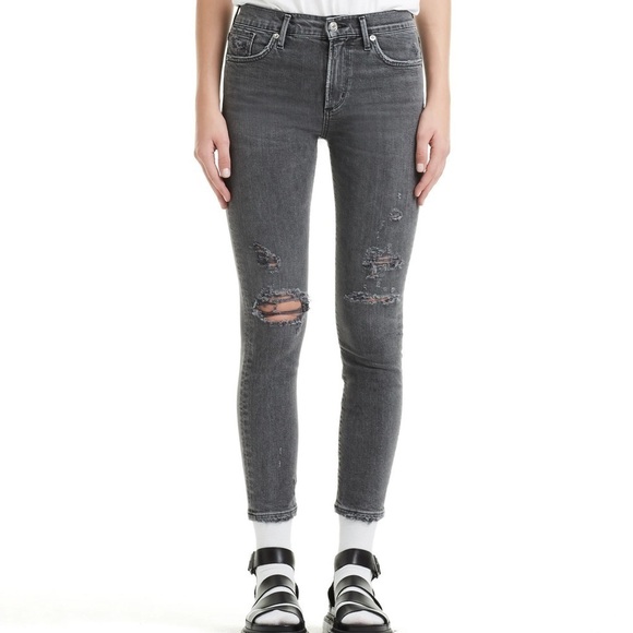 AGOLDE Sophie High Rise Crop Black Jean - Picture 1 of 10